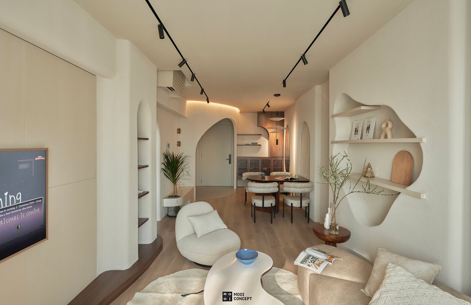 Toàn cảnh thiết kế phòng khách wabi-sabi